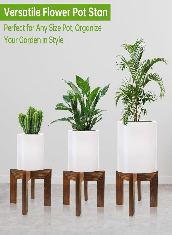 hismocal 2 Pack Wood Plant Stand Indoor Holders for Plants, Sturdy Flower Pot Stands Plants Shelf, Wooden Stool for Patio Plant Stand, Fit 5-18 Inch Variety Flower Pots, Easily Assemble - Image 4